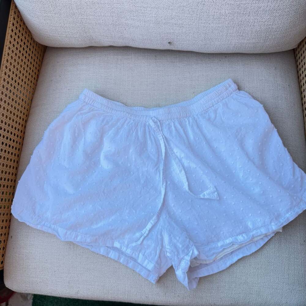 Piyama Women’s M White Swiss Dot 100% Cotton Pajama Sleep Lounge Shorts